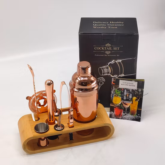 201 Kit cocktail in acciaio inossidabile Shaker Mixer Drink Bartender Martini Set con base in legno