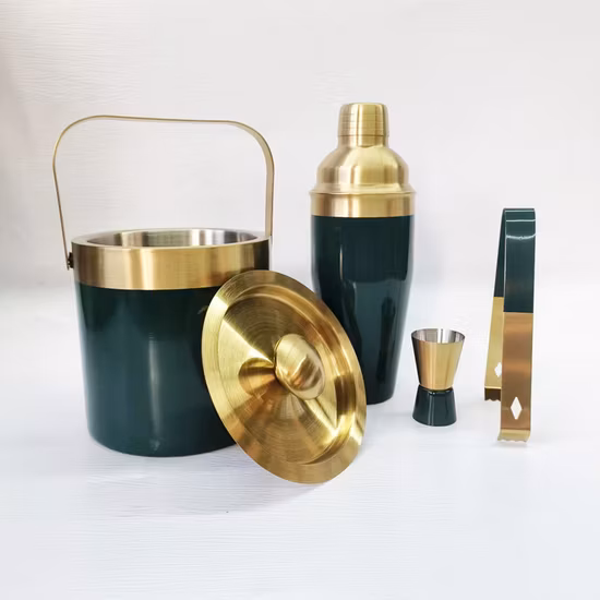 Kit barista Set di strumenti per barra di colore verde in acciaio inossidabile Set di shaker per cocktail